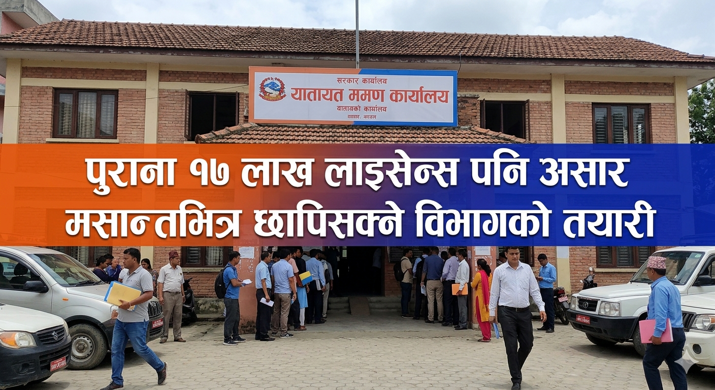 17 Lakh old driving licenses will be printed within asar 2083